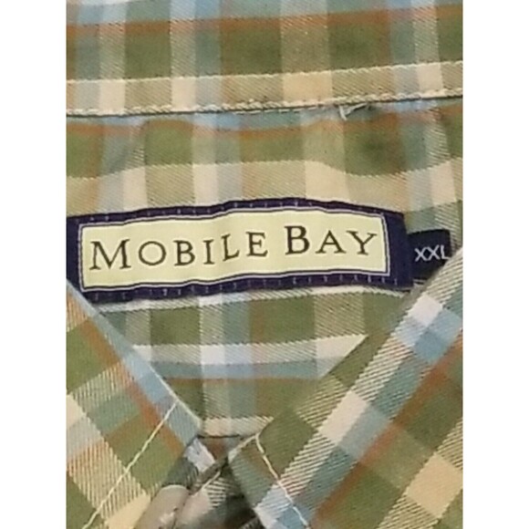 Mobile Bay Shirt Mens XXL Button Front Green Plaid Cotton Wrinkle Resistant - Picture 5 of 13
